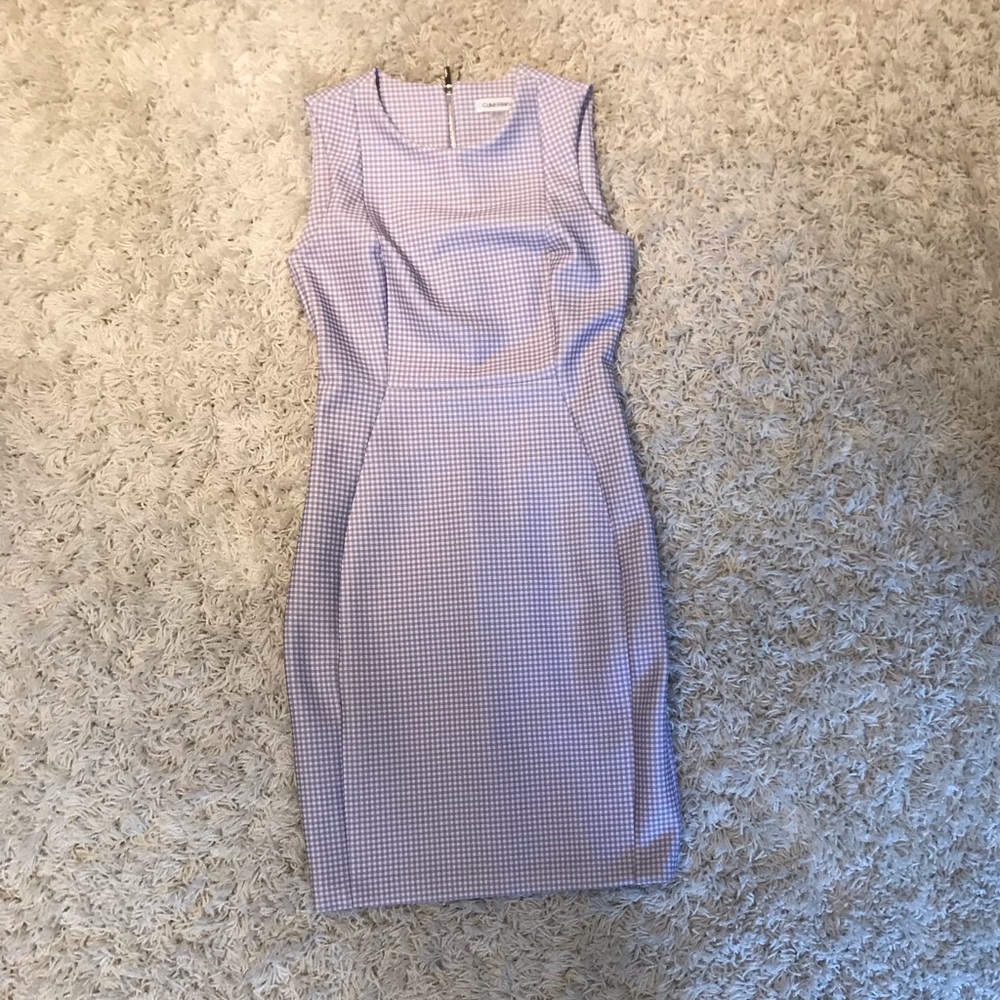 Calvin Klein Mid Dress Purple & White Checkered